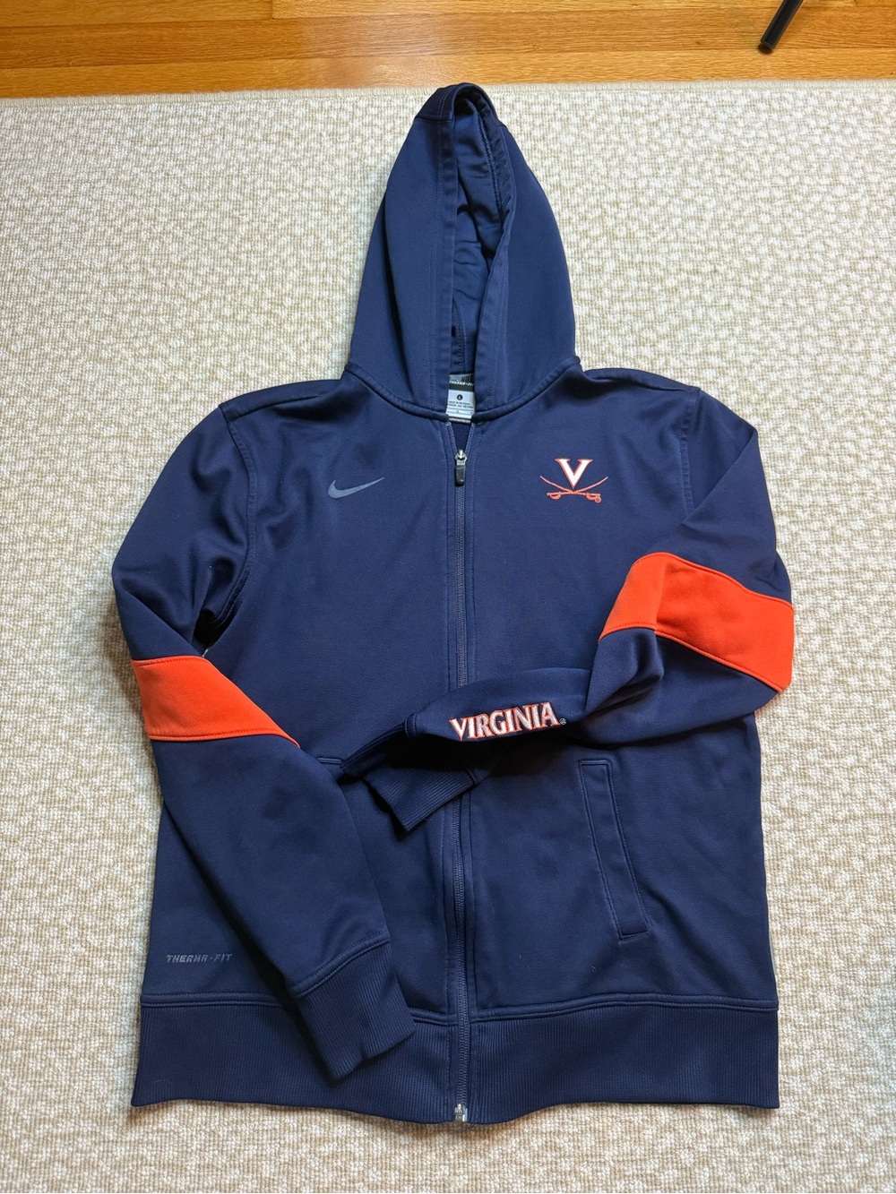 Nike Navy and Orange Virginia Cavaliers Zip Hoodie